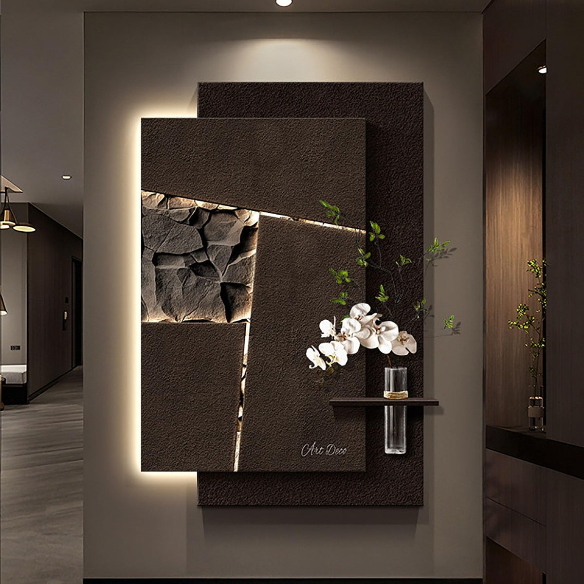 3D Sandstone Wall Art with LED Lighting
