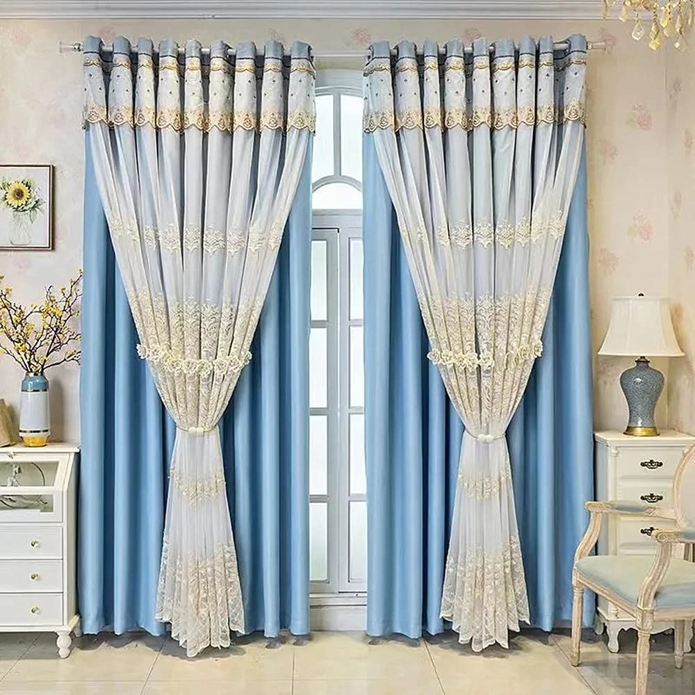European Double-Layer Valance Curtain Set