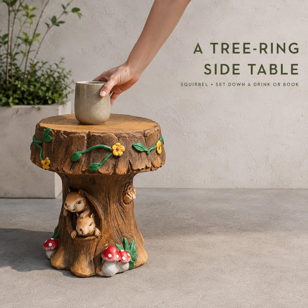 Corn Cob Plant Stand Indoor and Outdoor Resin Garden Stool Drum Seat Accent