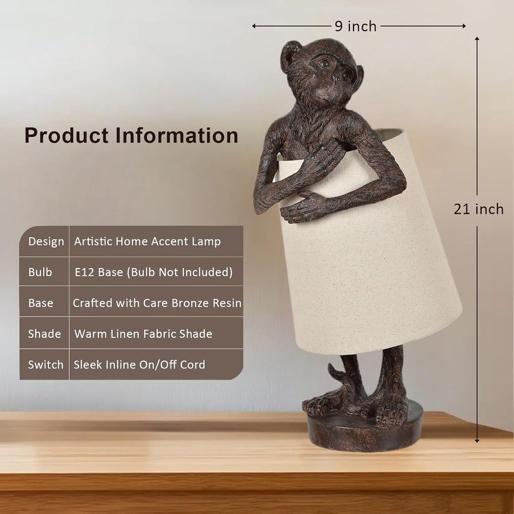 Bronze Monkey Accent Table Lamp