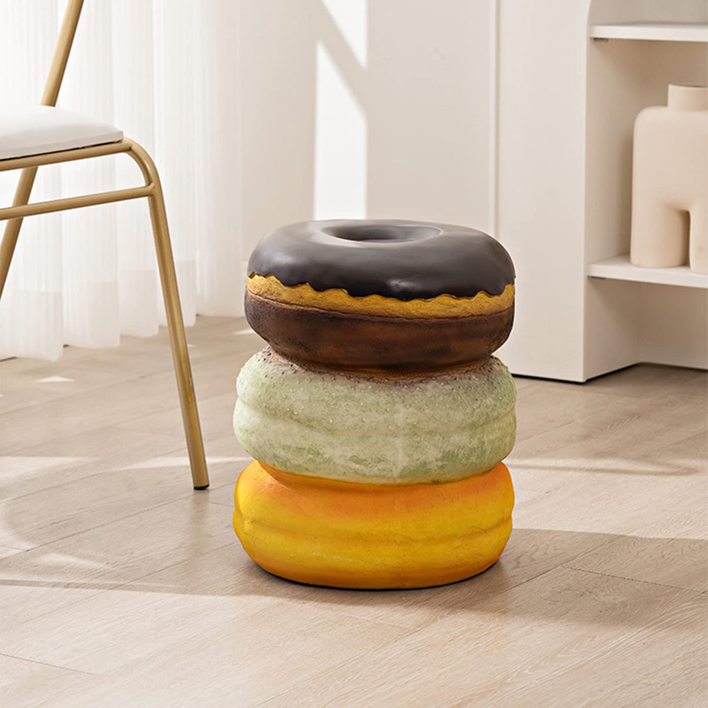 Cute Doughnut Food Stool Hand Painted Resin Shoe Changing Seat