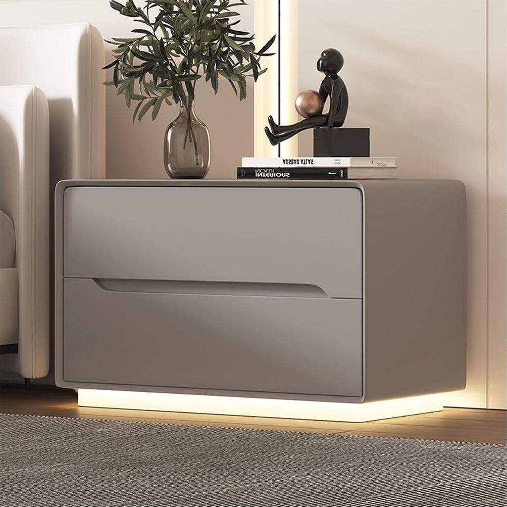 Night Stand Nightstand with LED Light Dresser Bedside Table Side Table for Bedroom End Table with Drawers Bedroom Furniture Storage Cabinet for Living Room Sofa(Gray,50 * 40 * 50cm)