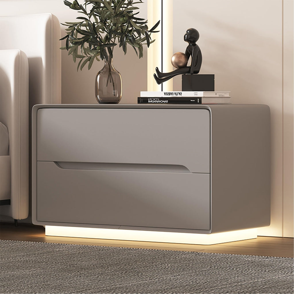 Night Stand Nightstand with LED Light Dresser Bedside Table Side Table for Bedroom End Table with Drawers Bedroom Furniture Storage Cabinet for Living Room Sofa(Gray,50 * 40 * 50cm)