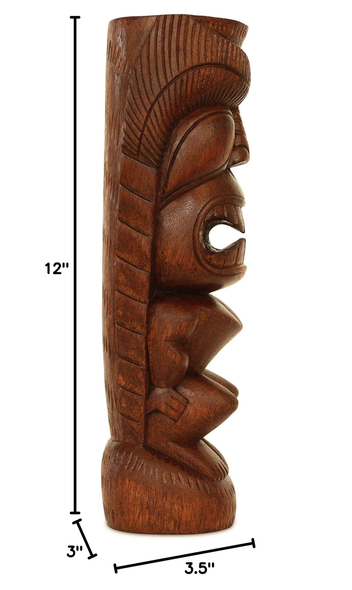 G6 Collection Handmade Wooden Primitive Tattoo Face Tribal Statue Sculpture Tiki