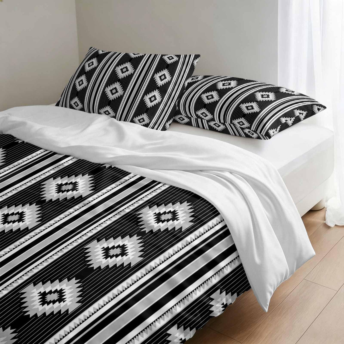 3 Pieces Duvet Cover Queen Bedding Sets Western Ethnic Brown Geometric Luxury Soft
