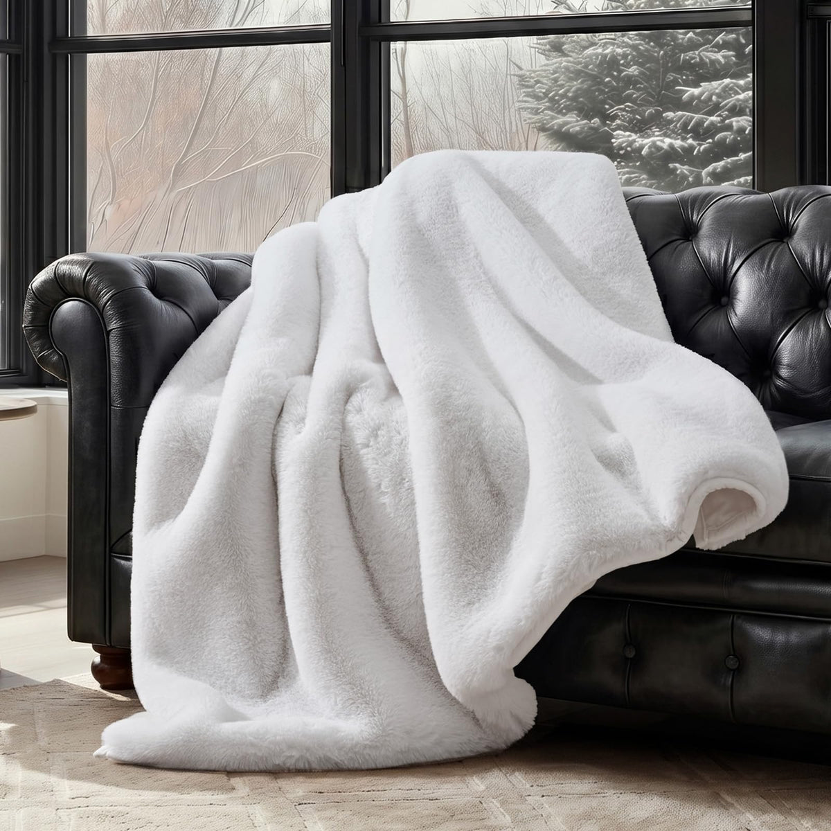 Faux Chinchilla-Fur Throw Blanket