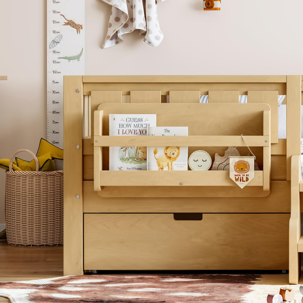 Montessori Bed with Stairs, Bookshelf & Storage Drawers