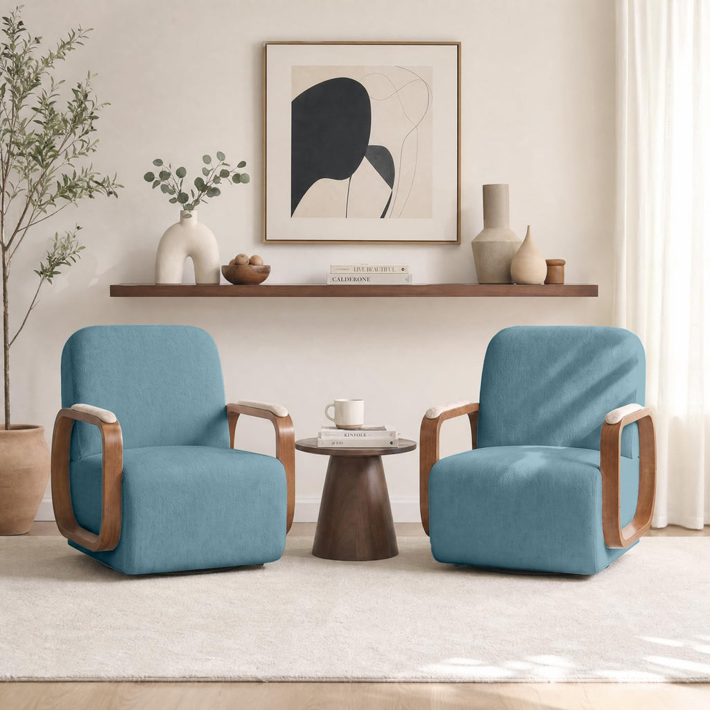 Couchus Swivel Accent Chair with Sturdy Base (Beige, Set of 2)