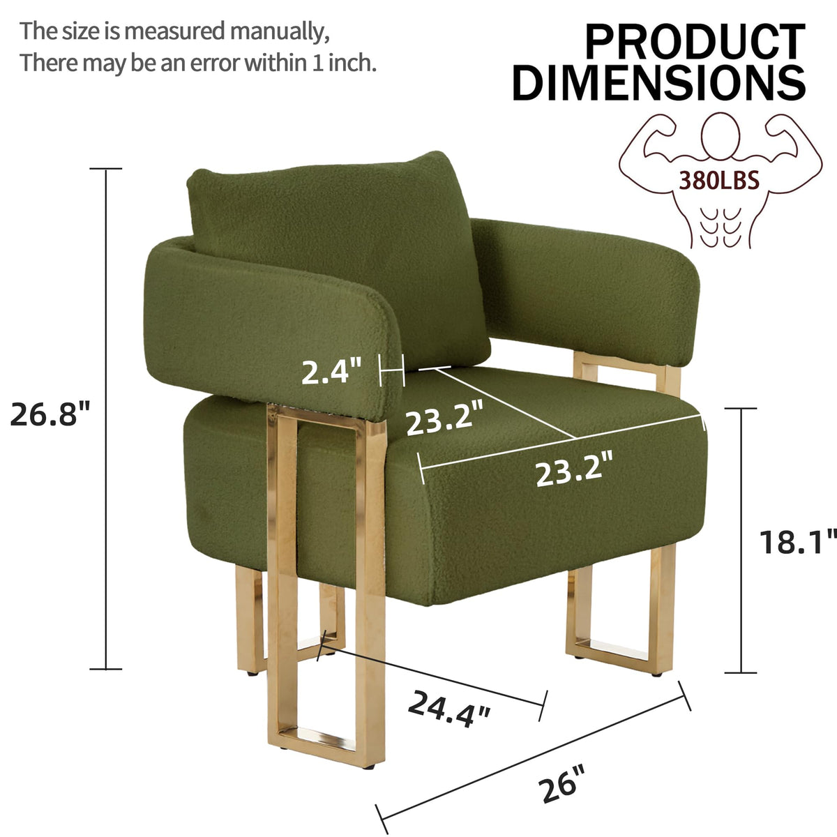 Upholstered Barrel Accent Chairs with Gold Legs – Set of 2