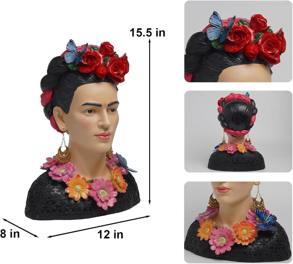 Artistic Frida Kahlo-Inspired Resin Bust Sculpture