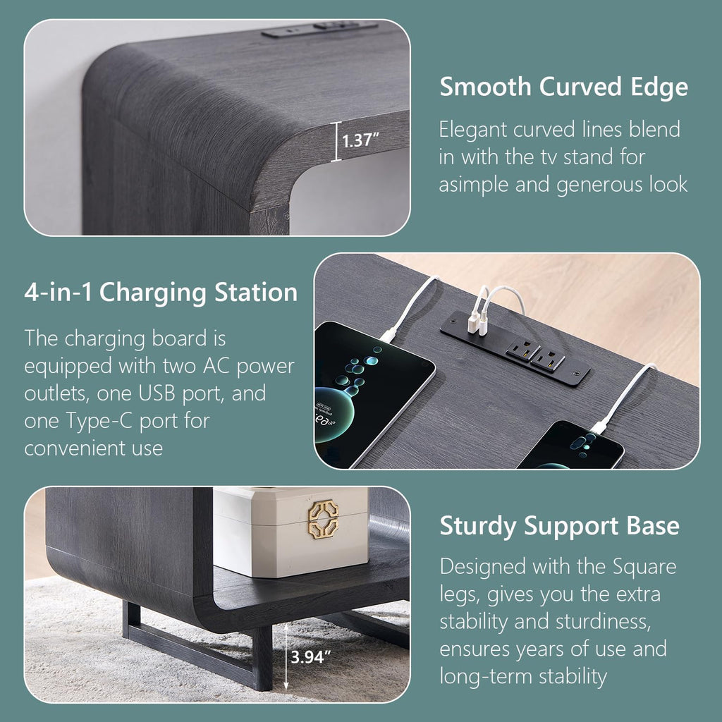 Curved Two-Tier End Table