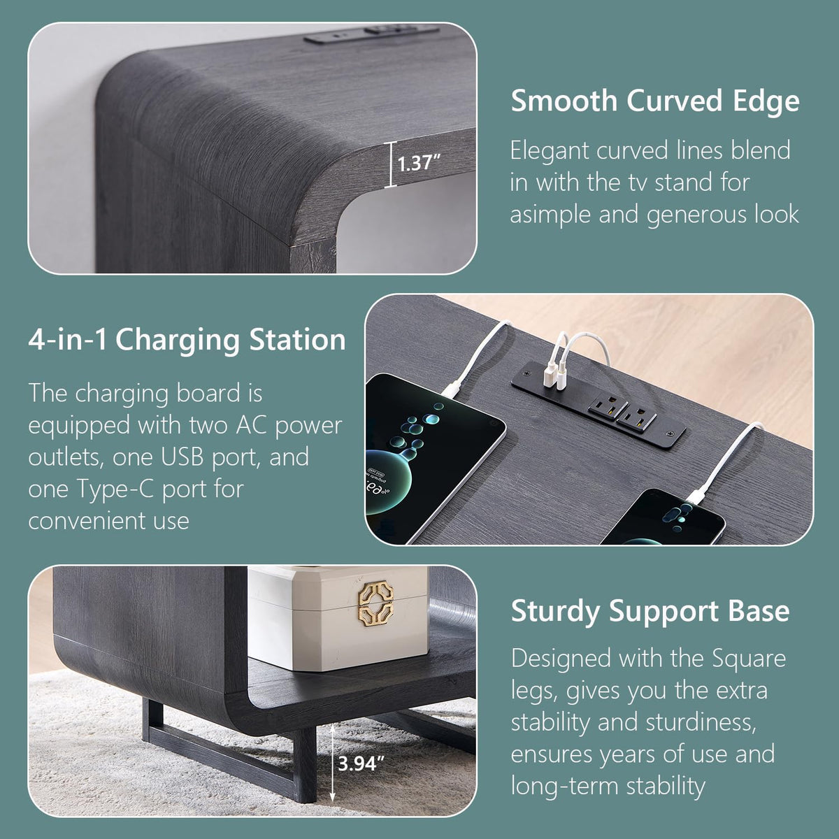 Curved Two-Tier End Table