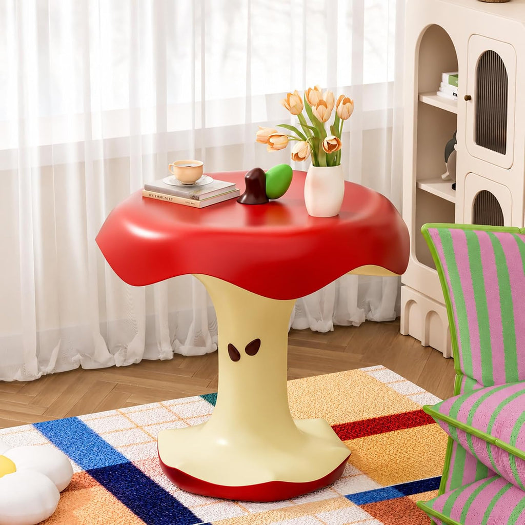 Resin Apple-Shaped Side Table, Funky Fruit Accent Table (Red)