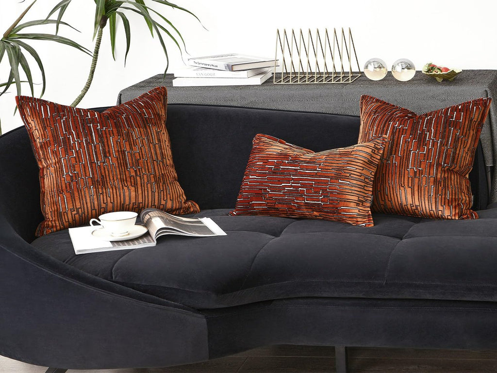 Luxury Brown Cut Pile Velvet Pillow Covers 18x18 with Raised Textured Pattern(Not a