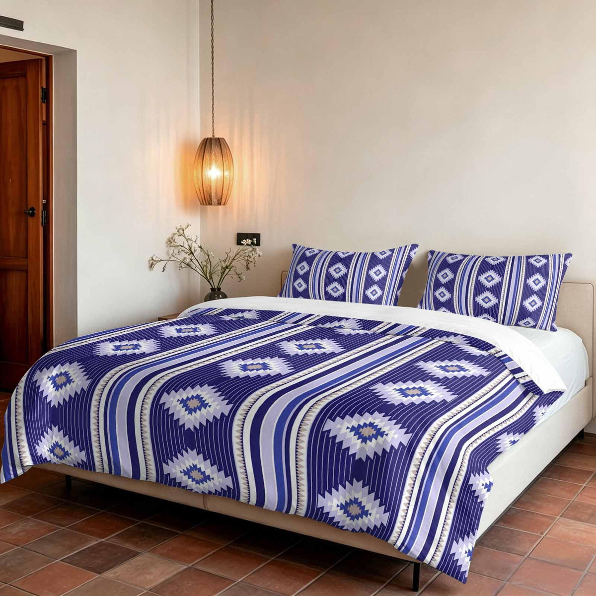 3 Pieces Duvet Cover Queen Bedding Sets Western Ethnic Brown Geometric Luxury Soft