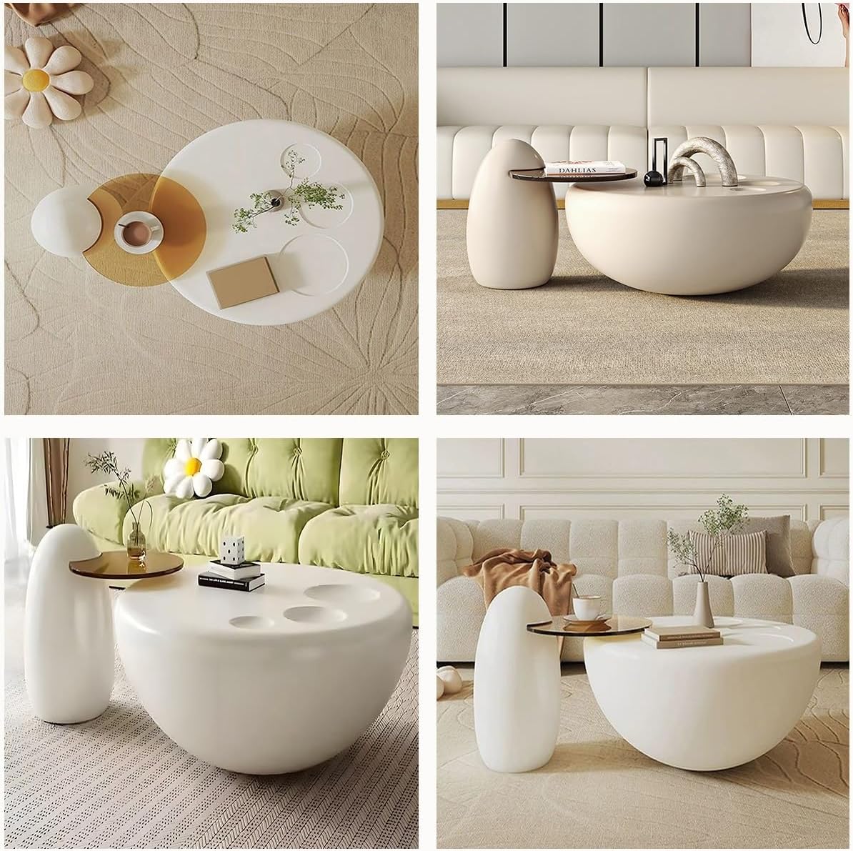 Cream Oval Coffee Table Set