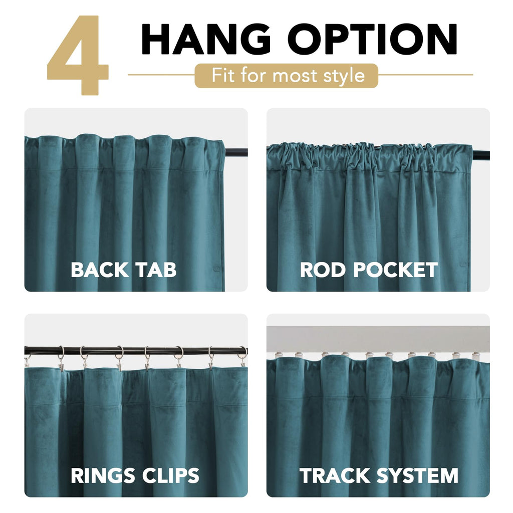 Velvet Color-Block Curtain Set
