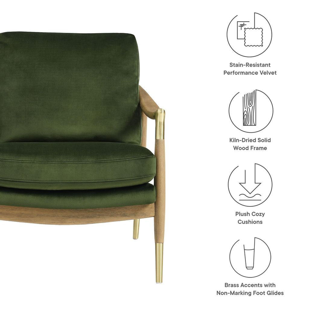 Modway Langford Stain-Resistant Performance Velvet Armchair – Mid Century Modern