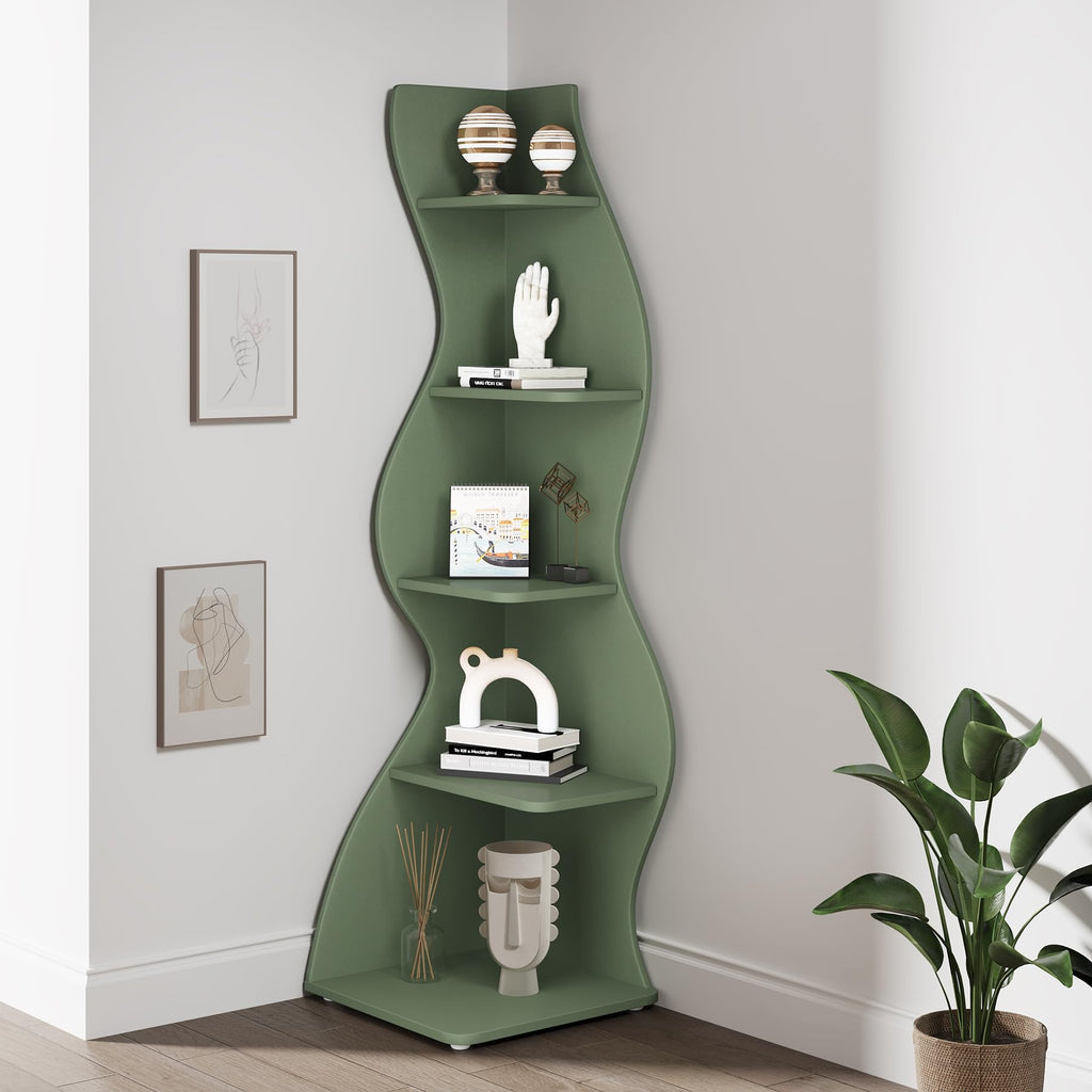 Modern Five-Tier Corner Bookshelf