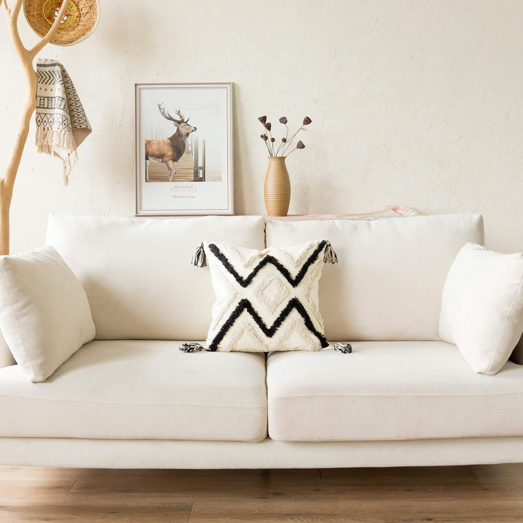 Woven Tufted Boho Throw Pillow Cover