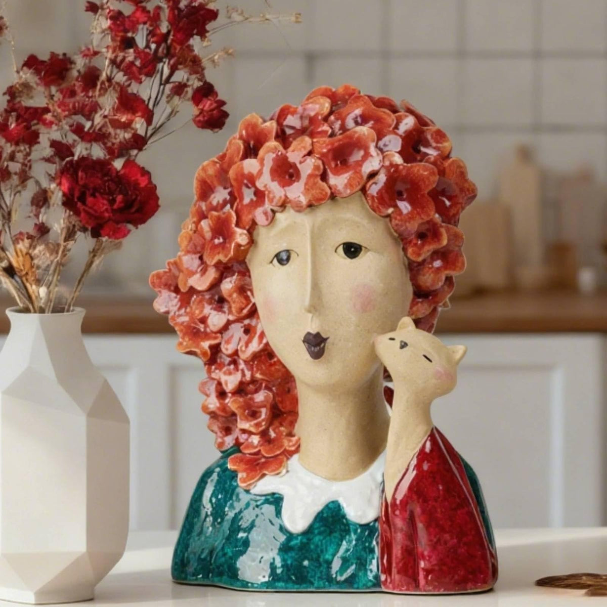 Artistic Frida Kahlo-Inspired Resin Bust Sculpture