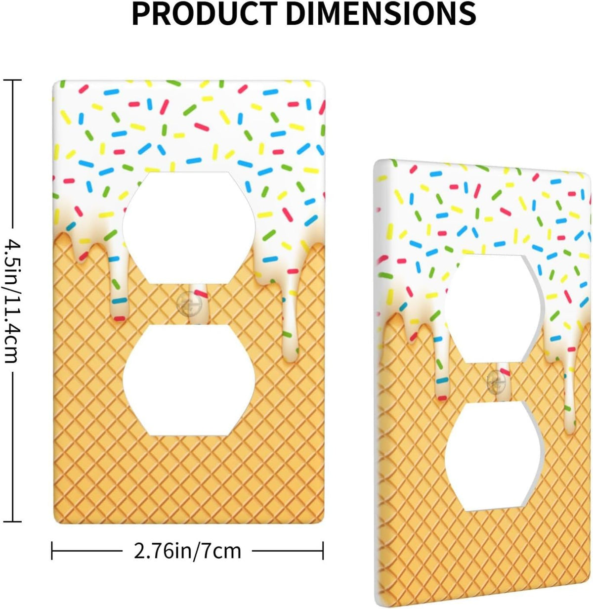 Cartoon Ice Cream Cone With Dripping White Glaze And Wafer Decor Print Light Switch Plate Cover Plastic Wall Plates (Single Gang Electrical Switch Duplex Outlet Cover)