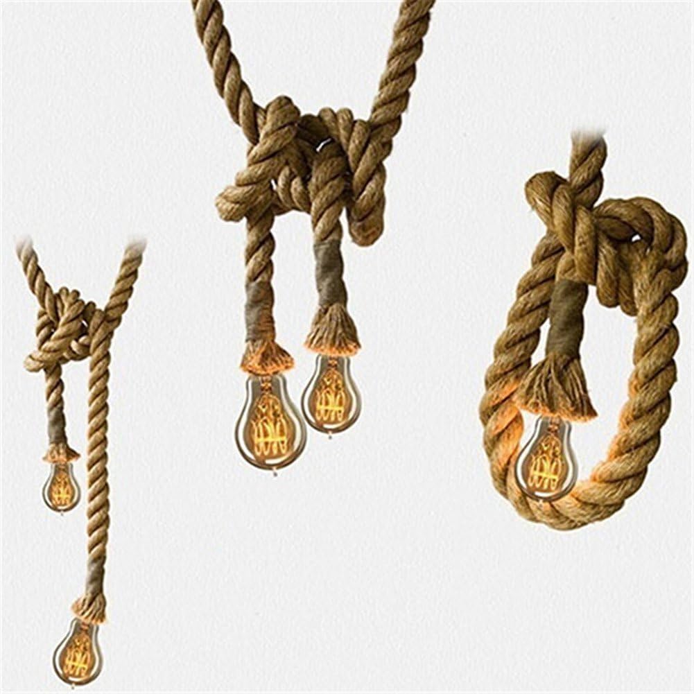 2 Heads Vintage(1.5+1.5 Meter) Hemp Rope Pendant Light Fixture E26/E27 Base