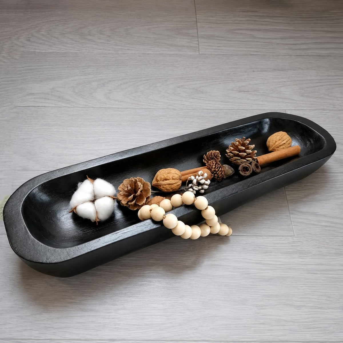 Hand-Carved Wooden Dough Bowl Centerpiece