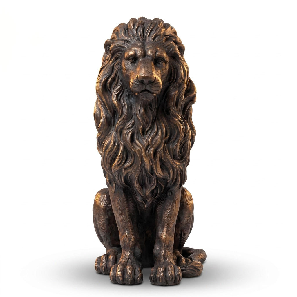 Large Gold Lion Statue, Resin Garden Sculpture, Outdoor Decor