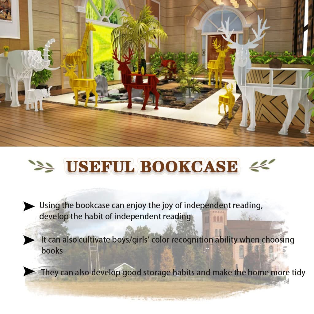 Bookshelf Bookshelf Small Corner Creative Dinosaur Shape Bookshelf, Floor Animal Ornament Decoration, Kindergarten Book Display Stand, Easy to Install (Color : White Color, Size : 106 * 27 * 80cm)