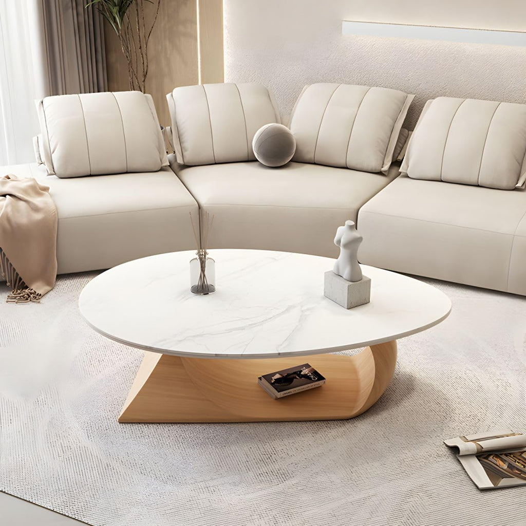 Stone-Top Trestle Coffee Table