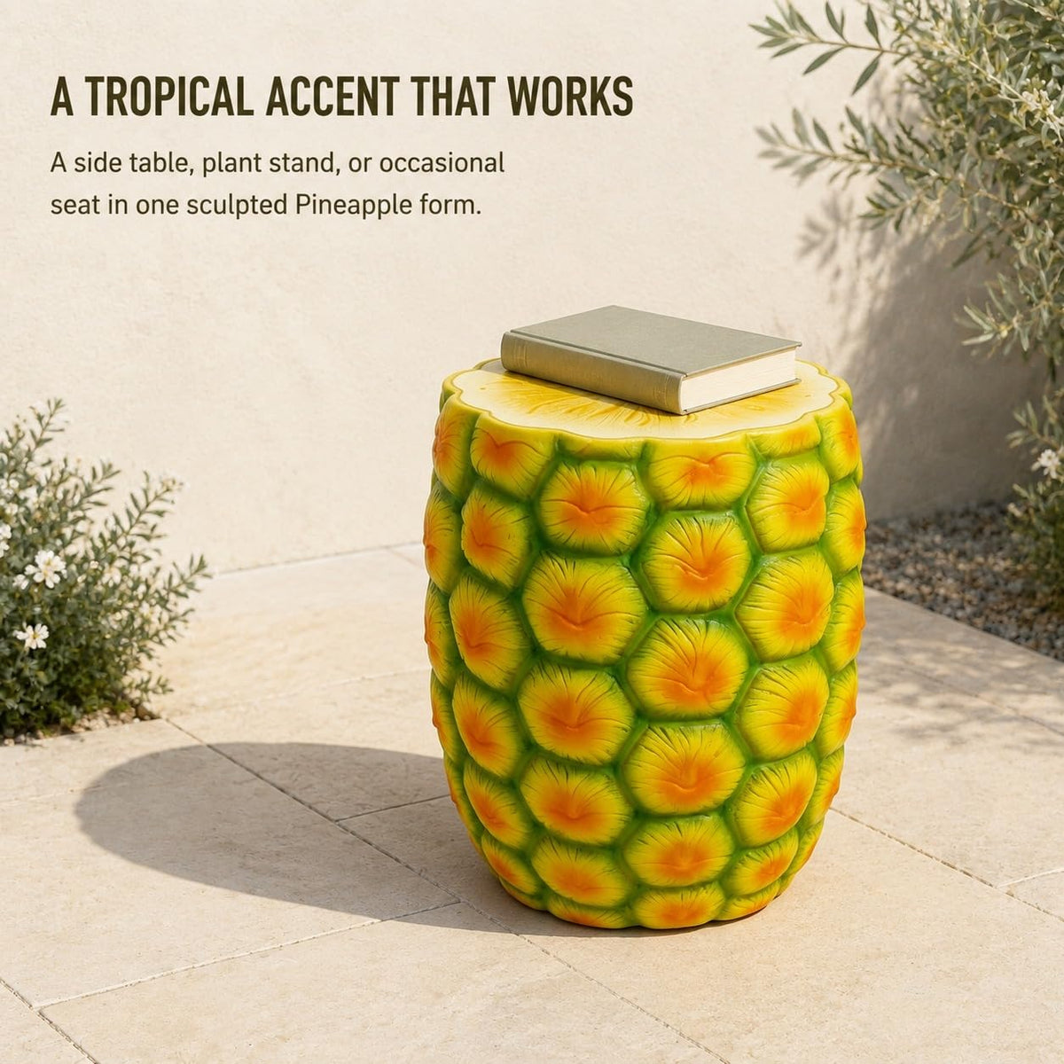 Corn Cob Plant Stand Indoor and Outdoor Resin Garden Stool Drum Seat Accent