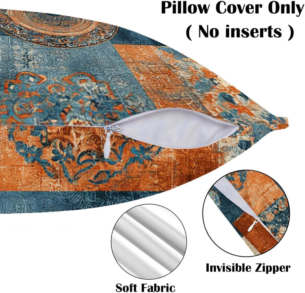 Firmiso Rust Orange Mandala Throw Pillow Covers 18x18 Set of 2