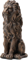 Glitzhome Guardian Sitting Lion Statue Regal Indoor and Outdoor Garden Sculpture