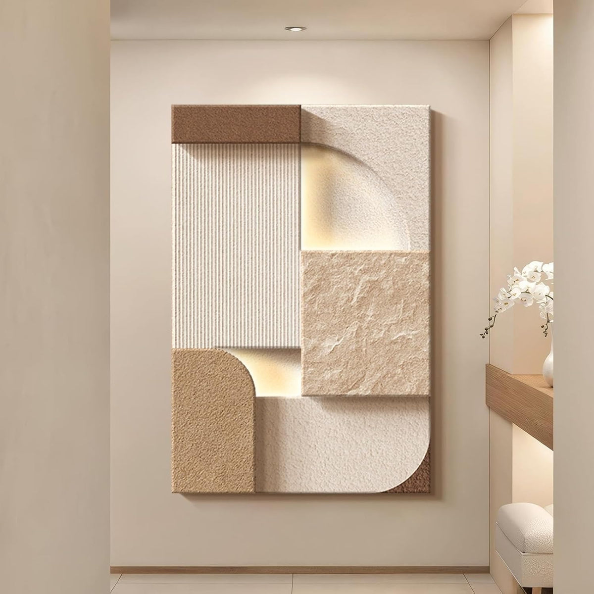 Geometric 3D Sandstone LED Wall Art