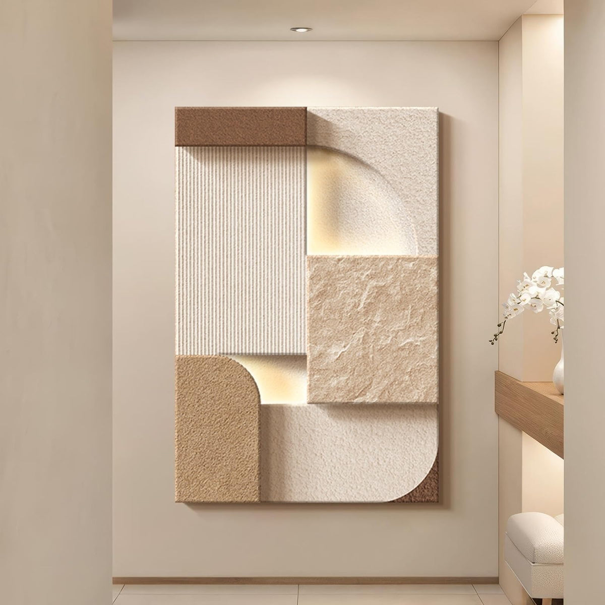 Geometric 3D Sandstone LED Wall Art