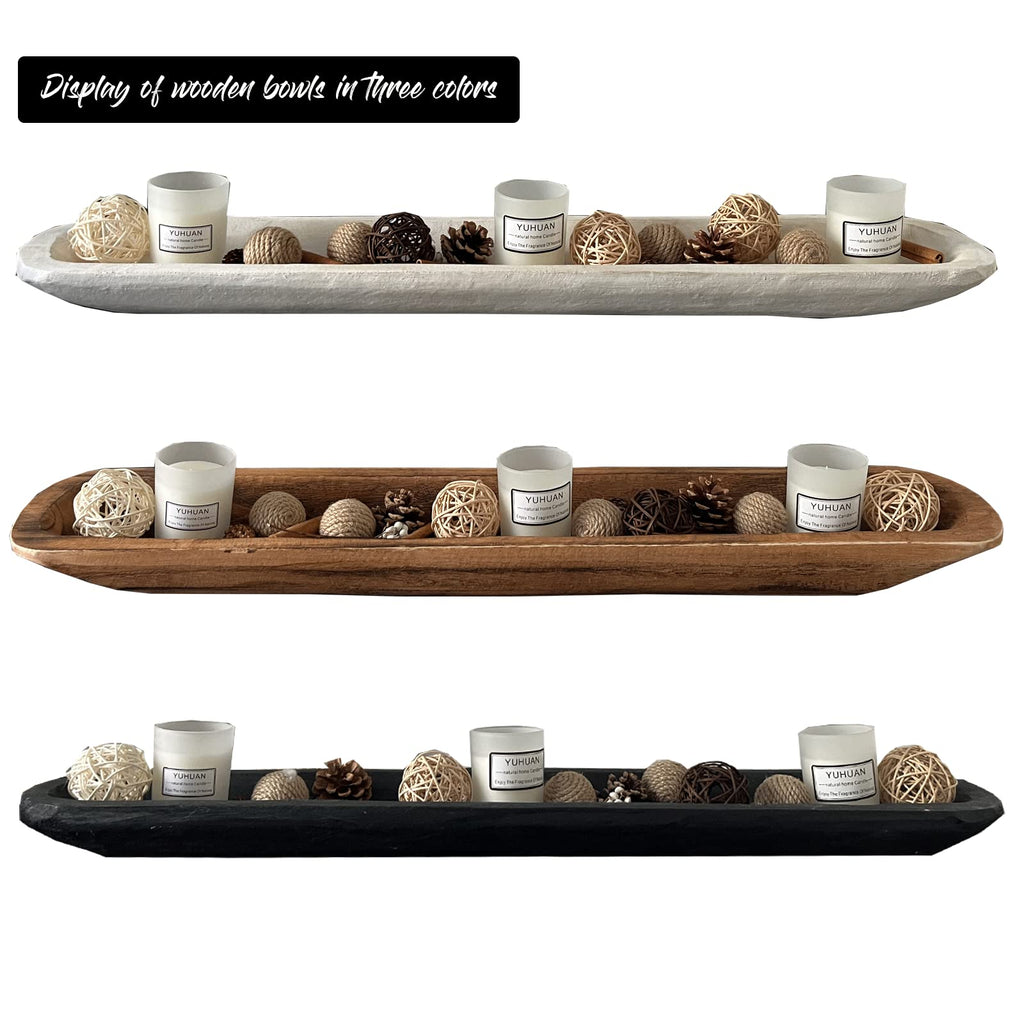 Hand-Carved Wooden Dough Bowl Centerpiece