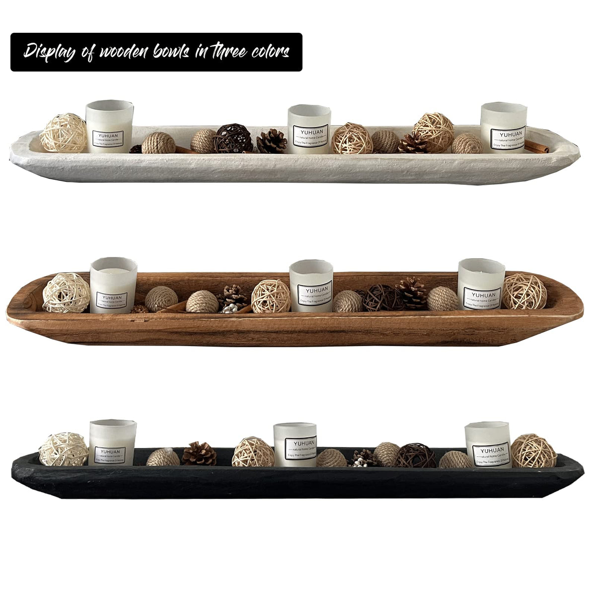 Hand-Carved Wooden Dough Bowl Centerpiece