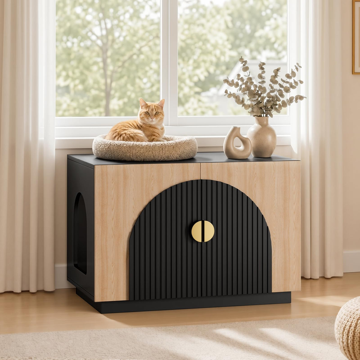 Double Cat Litter Enclosure with Optional Divider