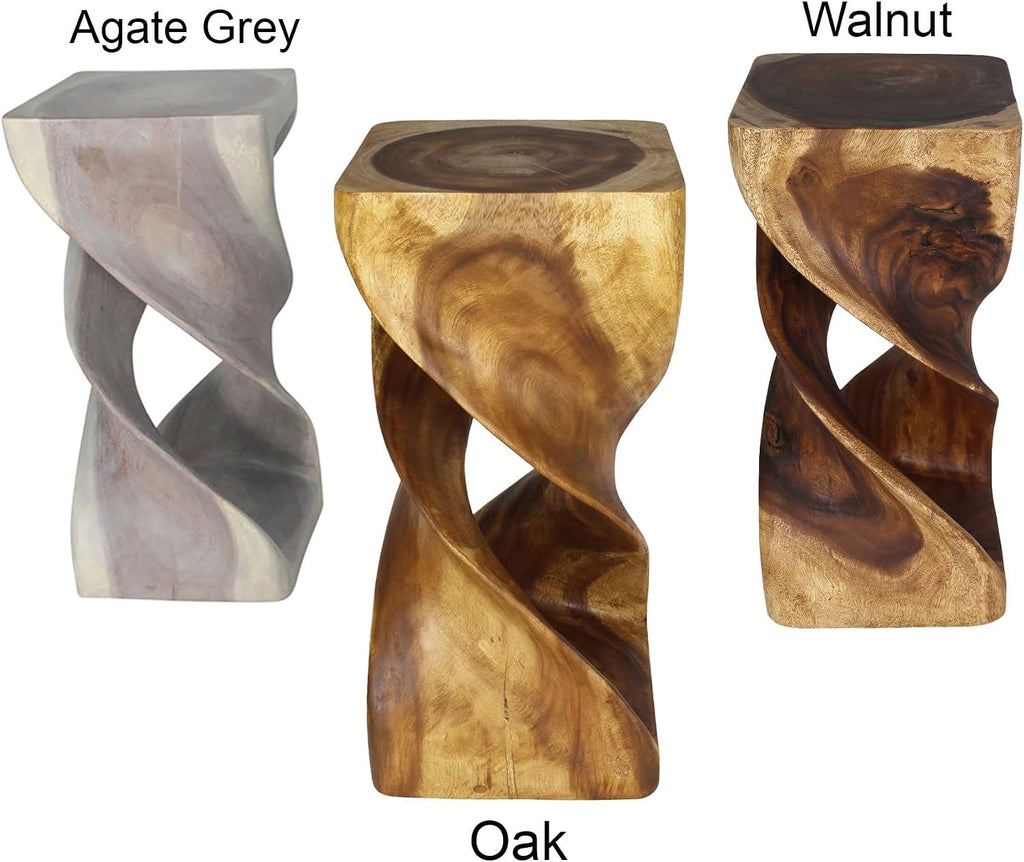 Haussmann Double Twist Pedestal Table, Oak, 14x14x30 in