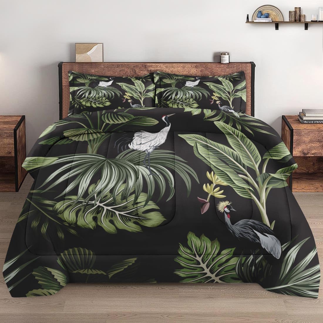 Pamnest Queen Comforter Set, 3 Pieces African Floral Bedding, All Season