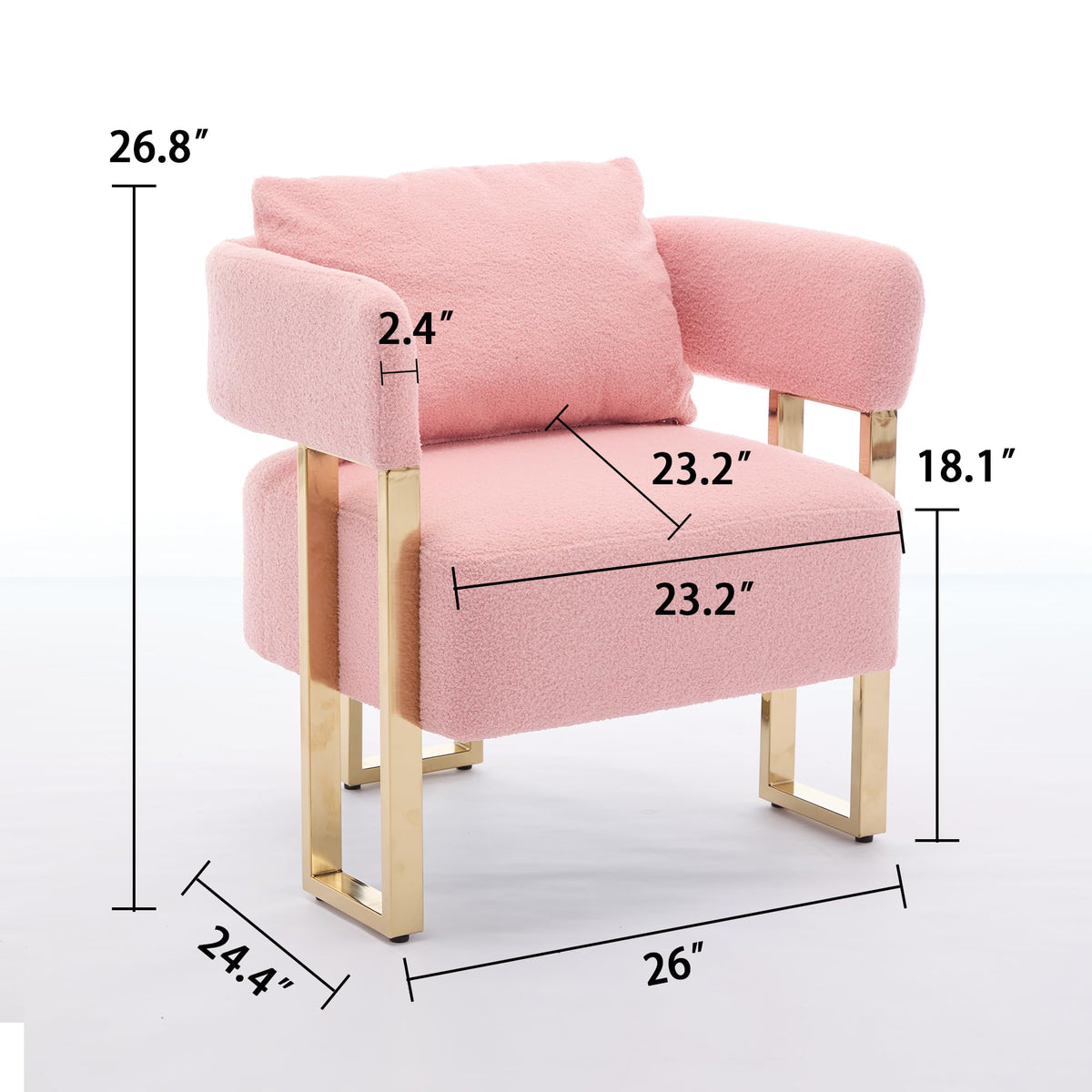 Upholstered Barrel Accent Chairs with Gold Legs – Set of 2
