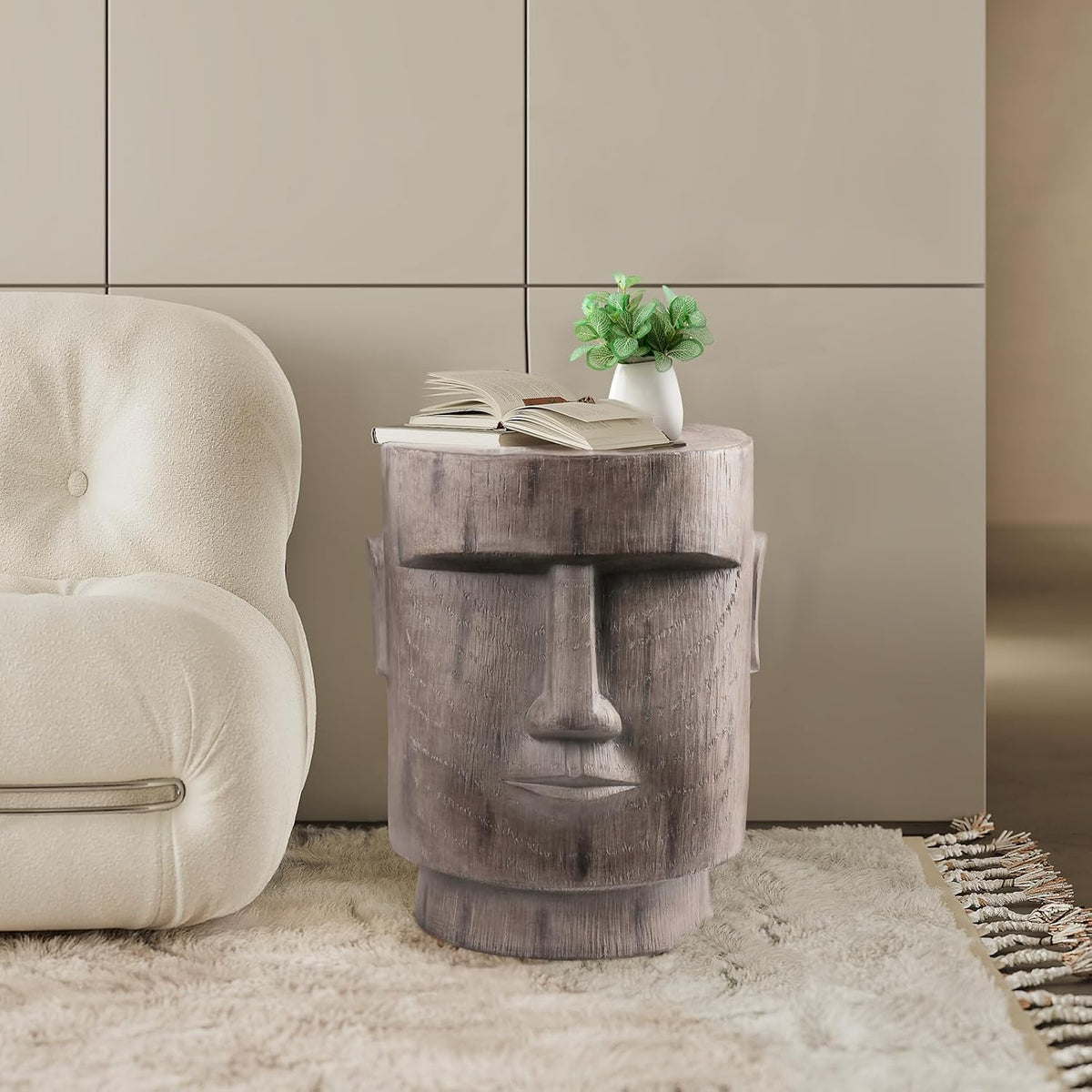 18" H Easter Island AHU Akivi Moai Statue Pedestal Side Table