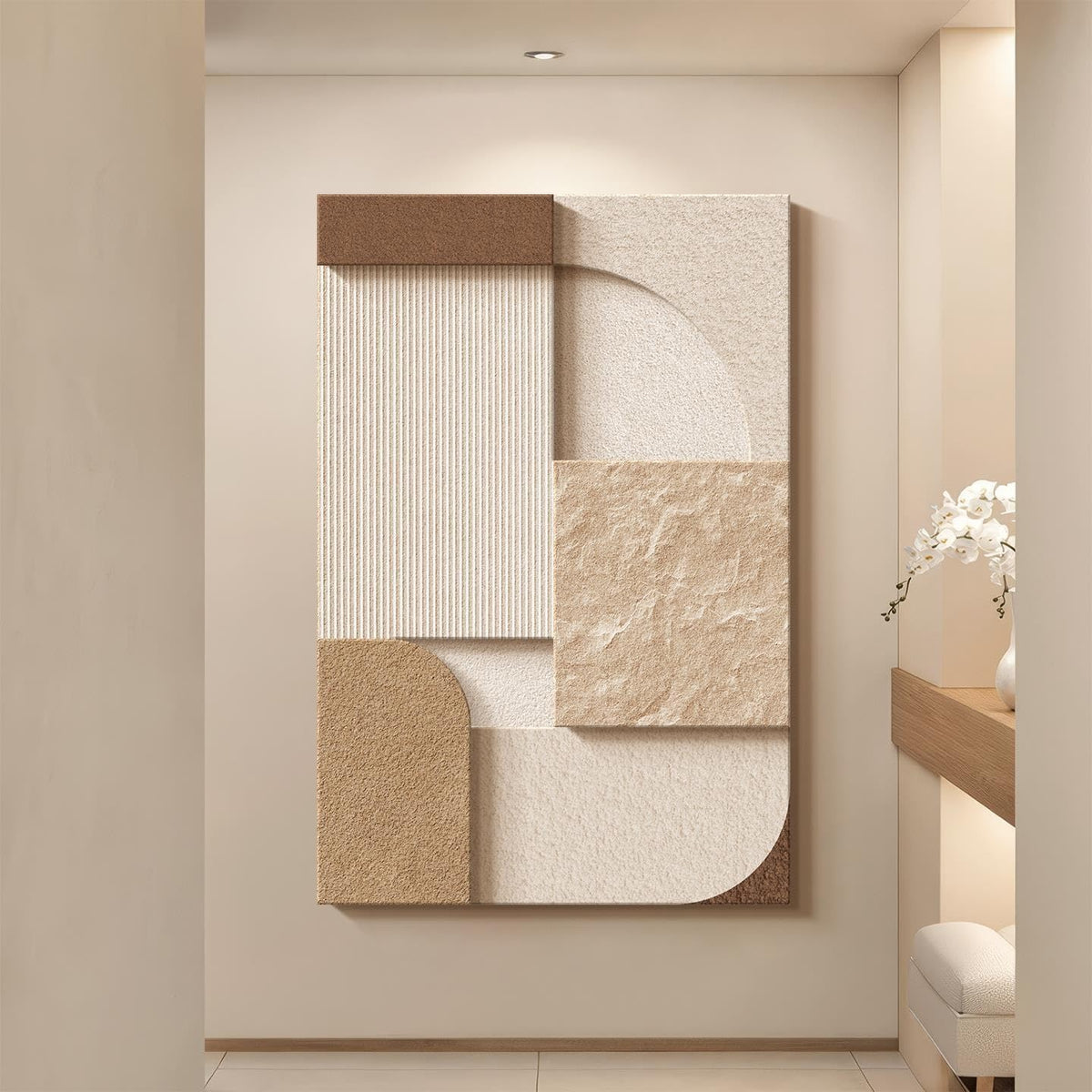 Geometric 3D Sandstone LED Wall Art