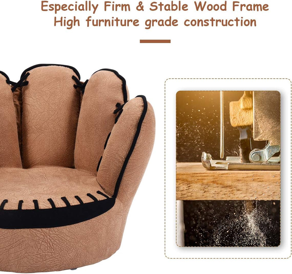 Kids Baseball Glove Toddler Armchair Couch with Solid Wood Frame for Playroom