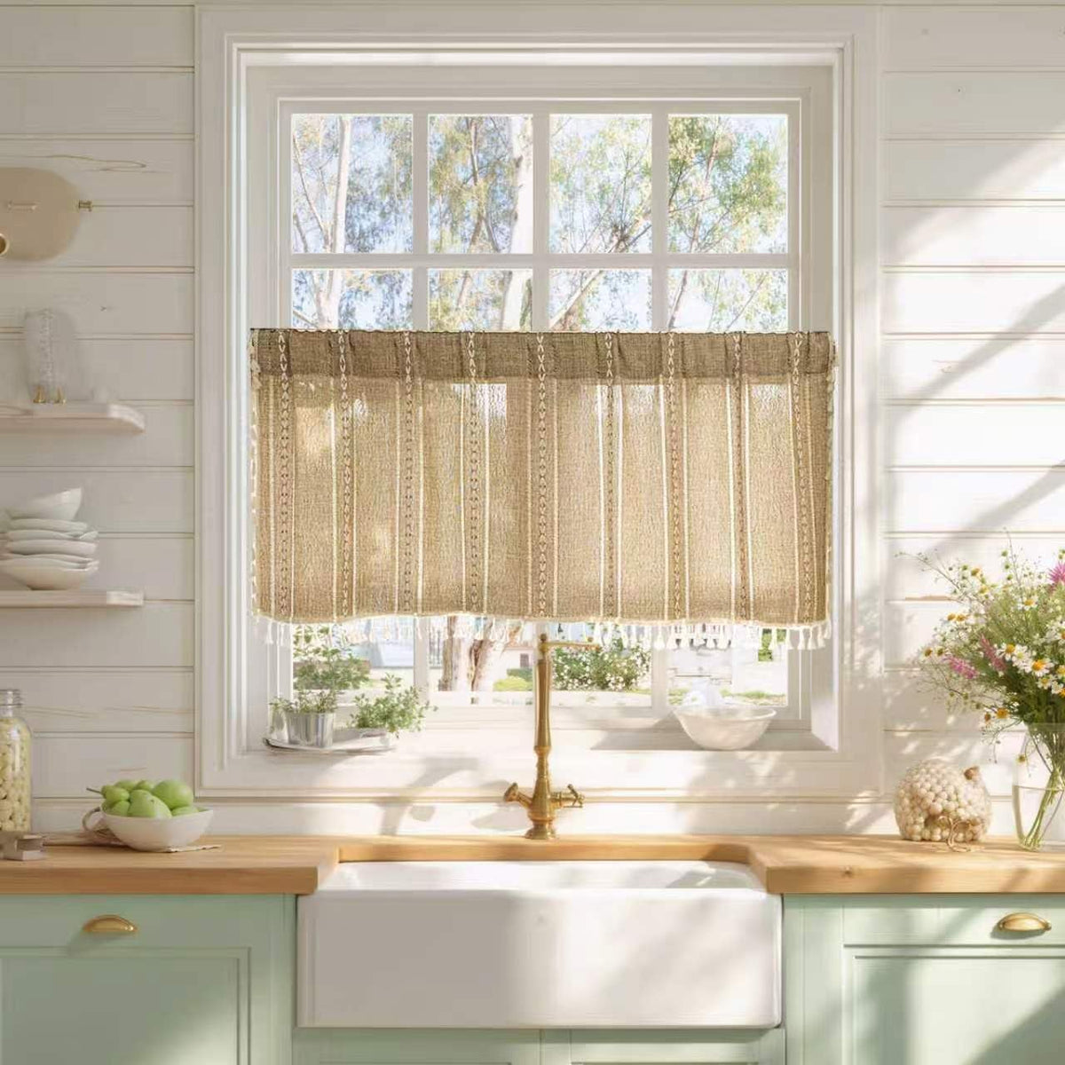 Boho Tassel Rod-Pocket Curtain Panel