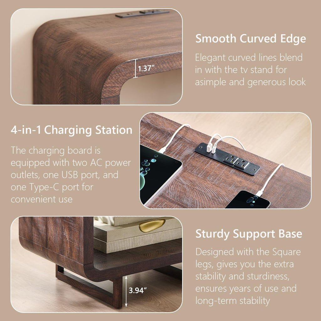 Curved Two-Tier End Table