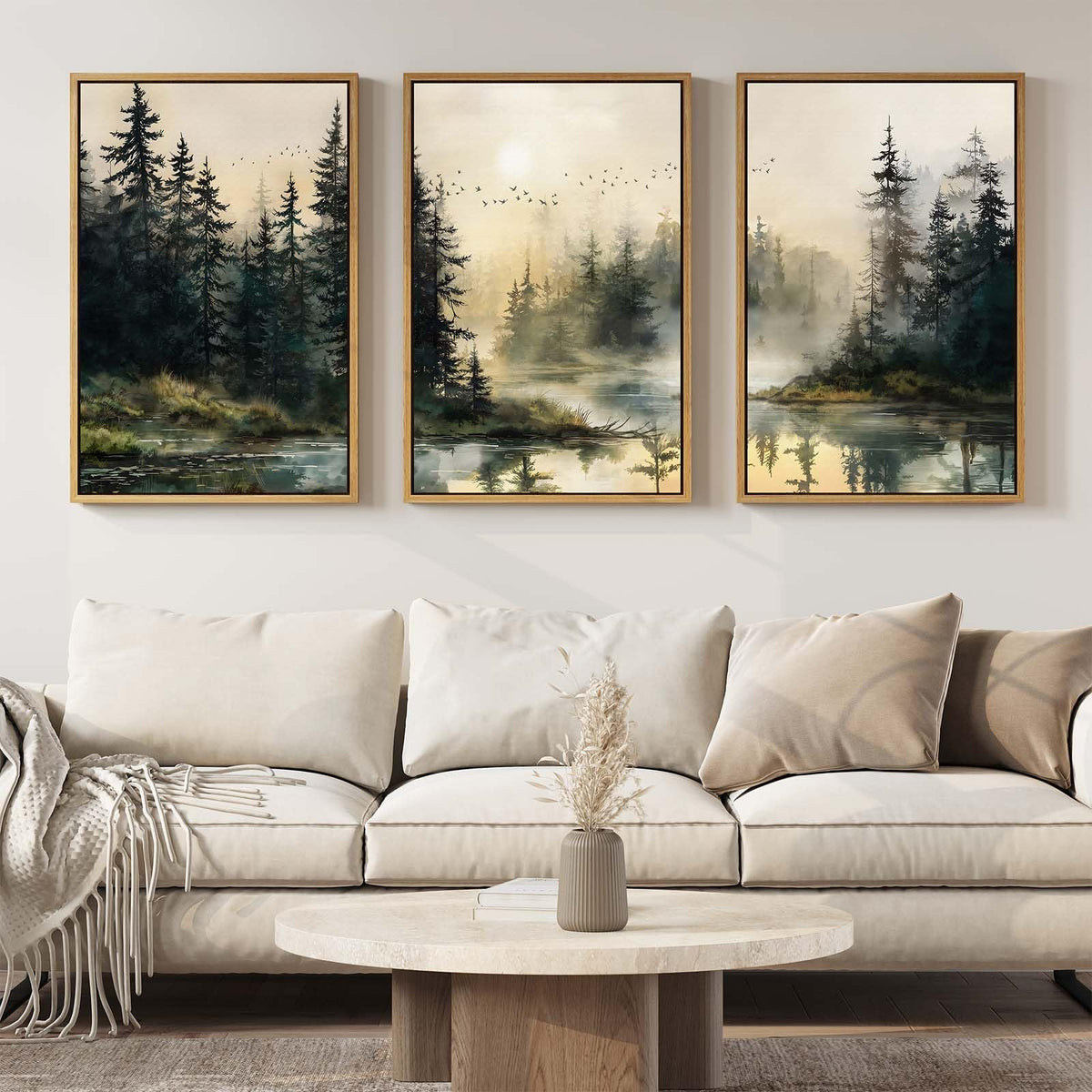 Framed Neutral Tree Ring Wall Art