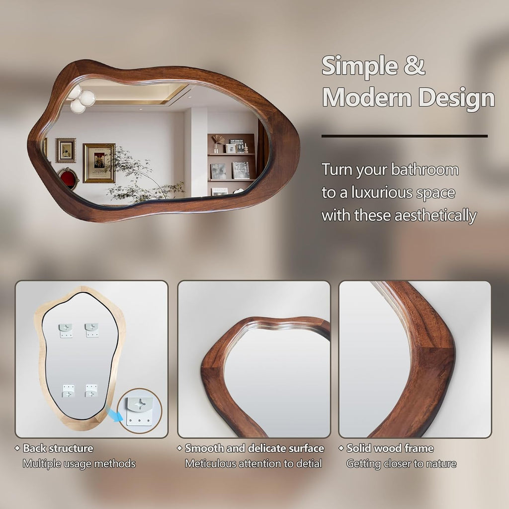 Irregular Wood-Framed Wall Mirror Collection