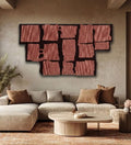 Handmade Woven Abstract Wall Art in Rust & Baby Pink